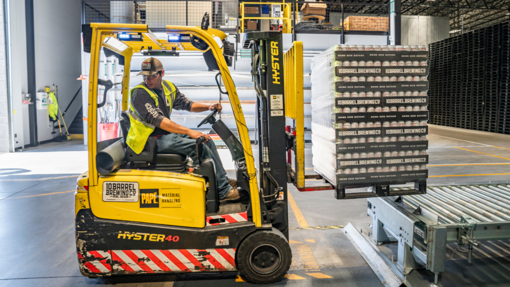 APF forklift operator accepting a product into a cold storage facility